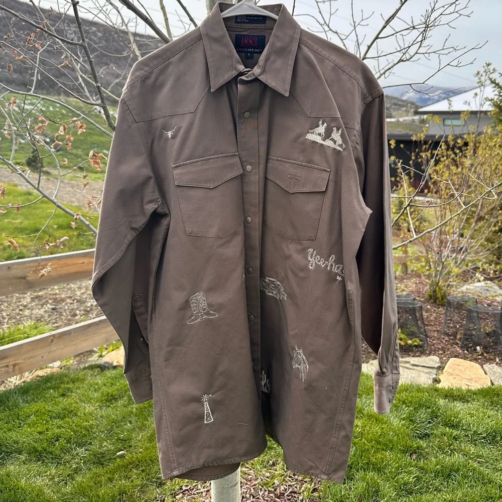Lucchese vintage oversized western shirt size large with silver embroidery - Picture 2 of 5